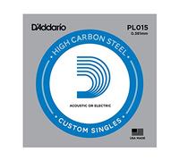 D'Addario PL015 Corde seule en acier pur pour guitare Calibre .015