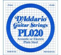 D'Addario Corde pour guitare PL020 - Acier pur, Calibre .020 - Corde seule