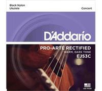 D'Addario Jeu de cordes ukulélé Pro Arte EJ53C Nylon rectifié Concert Noir
