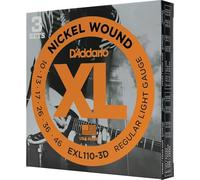 D'Addario Cordes pour guitare électrique EXL110-3D Nickel Wound Regular Light 10-46 Pack de 3