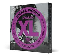 D'Addario - Cordes pour guitare électrique EXL120-3D Nickel Wound Super Light 9-42 Pack de 3