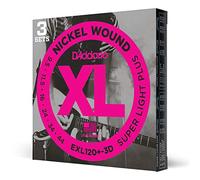 D'Addario Cordes guitare électrique EXL120+-3D – filets en nickel, Super Light Plus 9.5-44 – 3 jeux