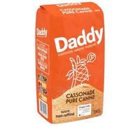DADDY - Cassonade Pure Canne - Sucre Non Raffiné · Cassonade 100% Pure Canne · Couleur Dorée, Goût Intense, des Grains qui Croquent sous la Dent · Sachet Tout Papier - le paquet de 1Kg - Le Lot De 4