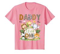 Daddy of The Wild One Safari Jungle 1er Anniversaire pour Enfant T-Shirt, Enfant, Rose, 2 Ans