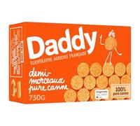DADDY Sucre de Canne Pur Demi-Morceaux - Boîte de 750 g - 244 morceaux de 3 g - Format pratique pour café, thé et pâtisserie - Lot de 4