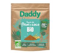 DADDY Sucre de Fleur de Coco Bio non raffiné 230 g, notes caramélisées naturelles, riche en antioxydants et minéraux, sachet papier zip réduit en plastique - Lot de 3