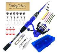 Daddygofish Canne à Pêche Télescopique en Fibre De Carbone avec Moulinet Spinning et Boîte à Matériel pour Voyage - Kit Complet