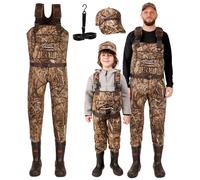 DaddyGoFish Waders De Poitrine En Néoprène Pour Enfants Et Adultes, Bootfoot, Pêche Et Chasse Casquettes De Camouflage, Cintre Wader