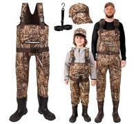 DaddyGoFish Waders De Poitrine En Néoprène Pour Enfants Et Adultes, Bootfoot, Pêche Et Chasse Casquettes De Camouflage, Cintre Wader