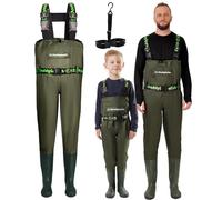 DaddyGoFish Waders de Poitrine pour Enfants et Adultes, Cuissardes de pêche et de Chasse avec Une Poche et Un Cintre