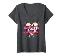 Daddy's Girls: Awesome Like My Daughters Family Love T-Shirt avec Col en V, Femme, Chiné Foncé, XXL