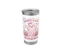 Daddy's Lil' Ghoul Funny Pastel Pink Ghost Halloween Graphic Gobelet isotherme en acier inoxydable double paroi