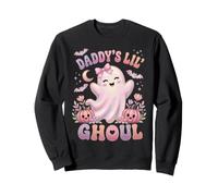 Daddy's Lil' Ghoul Funny Pastel Pink Ghost Halloween Graphic Sweatshirt