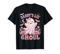 Daddy's Lil' Ghoul Funny Pastel Pink Ghost Halloween Graphic T-Shirt
