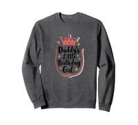 Daddys Little Birthday Girl Dad of The Birthday Girl Couronne Sweatshirt, Unisexe pour Adultes, Chiné Foncé, S
