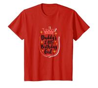 Daddys Little Birthday Girl Dad of The Birthday Girl Couronne T-Shirt, Enfant, Rouge, 12 Ans