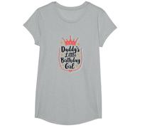 Daddys Little Birthday Girl Dad of The Birthday Girl Couronne T-Shirt, Fille, Gris Chiné, XS
