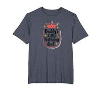 Daddys Little Birthday Girl Dad of The Birthday Girl Couronne T-Shirt, Homme Grandes Tailles, Bleu Chiné, 2X Tall