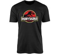 Daddysaurus Black T-Shirt Top Tee - Novelty Logo Adult Men's Dad Daddy Father Classic Retro 90's Movie Film Cinema Dinosaur Fossil T-Rex Park Gift Present Manches Courtes(Large)