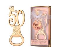 DADEA 1 décapsuleur 50 ans, ouvre-bouteille 50 ans anniversaire doré avec couronne, ouvre-bouteille bonbonnière 50 ans ouvre-bouteille 50 ans mariage bonbonnières 50 ans anniversaire (1P 50)