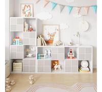 DADEA Bibliothèque avec 4 portes, étagère cubique, 8 compartiments avec paroi arrière, bibliothèque ouverte pour chambre d'enfant, séparateur de pièce, étagère de bureau pour salon, bureau, 125 x 30 x