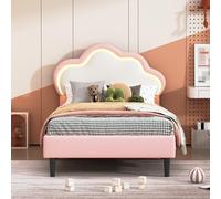 DADEA Lit Enfant 90x200 Fille LED, Lits Fille Princesse 90x200 LED, Lit Princesse avec Tête de LitPetiteFille PrincesseLit AdolescenteFille avec SommierLit PrincesseFille, sans Matelas, Rose