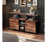 DADEA Meuble TV, LED Banc TVMeuble TV Bois avec 4 tiroirs, 137×29.8×78 cm MeubleTélé, coloré MeubleTV ChambreMeuble TeleMeuble SalonMeuble Chambre (Peau de Tigre, 137 cm 4 tiroirs)