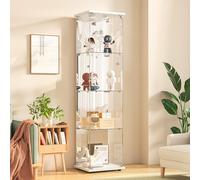 DADEA Vitrine en Verre avec Serrure, Meuble Dos Miroir 4 Étagères 42,5 × 36,5 × 164 cm Vitrine LED