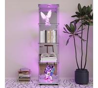 DADEA Vitrine en Verre Dos Miroir 4 Etagere, Meuble Vitrine Verre avec Serrure, 42,5×36,5×164cm, Armoire en VerreVitrine enVerre avec PorteVitrine sur Pied pour Collection Salon Chambre Bar