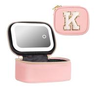 dadop Cadeau d'anniversaire pour femme et adolescente, sac de rangement personnalisé pour initiale de maquillage, 10, 11, 12, 13, 14, 15, 16, 17, 18 ans, cadeau de Noël, sac à cosmétiques avec miroir