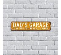 Dad's Garage If He Can't Fix It We're All Screwed Décorations murales rustiques en métal pour buanderie, cour, entrée, 10,2 x 45,7 cm, cadeau pour père homme, panneaux en métal pour café bar
