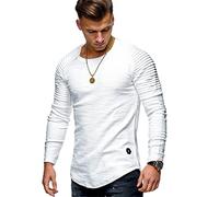 DaDuo T-Shirt Homme Col Rond Coupe Ajustée Couleur Unie/Fermeture Éclair Orner Manches Longues Shirt Hommes Printemps Automne Simplicité Mode Basiques Shirt Hommes Légers Décontractés Pullover Hommes