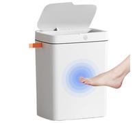 DAED avec Capteur - Poubelle Rechargeable via USB | Etanche Os Fish pour Salle de Bain, Poubelle Intelligente de 15 litres pour Chambre, Salle de Bain, Cuisine