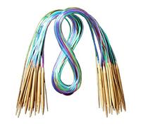 DAEDALUS Lot de 18 aiguilles à tricoter circulaires en bambou carbonisé 18 tailles 40 cm-120 cm
