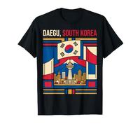 Daegu Drapeau Corée du Sud Skyline Voyage Art T-Shirt