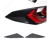 Daeiclru Lot de 2 autocollants triangulaires en fibre de carbone véritable compatibles avec Chevrolet Corvette C8 2020-2023, accessoires de garniture de feu arrière (noir)