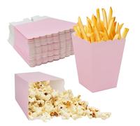Daelesr 50 Pièces Boîtes à Popcorn, 5,5x7,5x10,7 cm Petites Cornet Pop Corn, Sacs de Pop-Corn en Papier, Conteneur de Bonbons en Carton pour Mariages Carnaval Fêtes Cinéma Noël D'anniversaire (Rose)