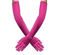 Daelesr 55 CM Gant Long en Satin, Gants pour Femmes de Style 1920, 7 Couleurs Gant de Soirée, Gants de Coude pour Opéra Mariage Remise de Diplôme Fête (Rose Rouge)