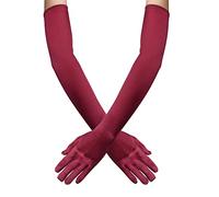 Daelesr 55 CM Gant Long en Satin, Gants pour Femmes de Style 1920, 7 Couleurs Gant de Soirée, Gants de Coude pour Opéra Mariage Remise de Diplôme Fête (Rouge)