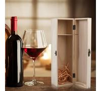 Daelesr Boite Bois, 1 Bouteille, 35 x 10 x 10 cm, Coffret Bois Brut avec Couvercle pour Cadeau, Décoration et Rangement, Caisse a Outil Vide pour DIY, Peinture et Découpage