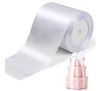 Daelesr Ruban Satin Large 10cm, Ruban Cadeau Emballage Blanc, Ruban Noel, Solide Rouleau Ruban Satinée, Noeud de Ruban Satin pour Artisanat DIY Noël Fête De Mariage Saint-Valentin D'anniversaire 22M