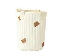 Daelesr Sac a Langer Bebe Universels, Sac Seau à Main en Coton 26x16cm, Sac Bebe Maternite, Poches de Rangement pour Poussette, Motif de Broderie Ours pour Couches, Biberons, Jouets (B)