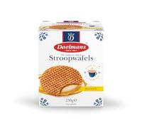 Daelmans Stroopwafels au Miel en Boîte Cubique, Authentique biscuit hollandais avec caramel au beurre et vanille Bourbon, Friandise croustillante sans colorants ni conservateurs artificiels