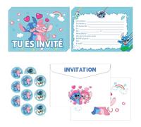DaengGeGe Français Cartes d'invitation d'anniversaire - Lot de 12 cartes d'invitation d'anniversaire pour enfants - Motifs amusants et colorés avec enveloppes et autocollants（c