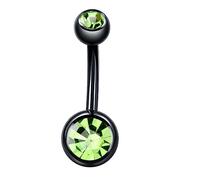 Daesar Anneau de Nombril, Piercing Au Nombril Acier Chirurgical Piercing Ventre Femme Poli Double Rond Zirconium Vert Olive Noir