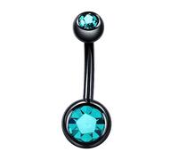 Daesar Anneaux de Nombril, Anneau de Nombril Acier Chirurgical Piercing Ventre Femme Poli Double Rond Zirconium Bleu Vert Noir