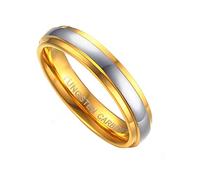 Daesar Bague de Fiancaille Homme, Alliance Tungstène Homme Argent Or Bicolore Poli 6MM Anneau Gravure Taille 65