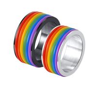 Daesar Bague Personnalisable Couple, Anneau Acier Inoxydable Femme Homme Arc En Ciel Multicolore LGBT Ronde 9MM Bague Alliance Argent Noir Femme 54 & Homme 65