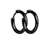 Daesar Boucle D'Oreilles Creole, Boucles D'Oreilles en Acier Inoxydable Créoles Poli Simple 2.5x20mm Boucle D'Oreille Moderne pour Noël Noir