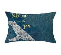 Daesar Coussin Décoration Salon, Housse Coussin 30x50 Bleu Housse Coussin Exterieur Motif Baleine Take me to The Sea, Polyester
